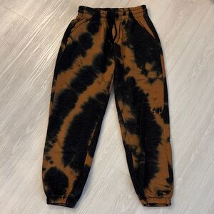 Tie-Dye Joggers in Black & Orange : Brown - Soft Fleece Sweatpants
